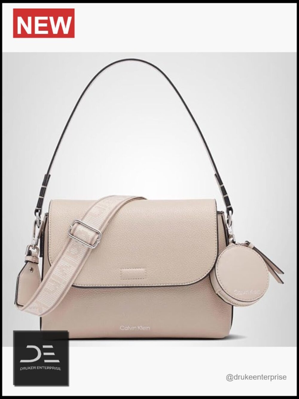 Faux Leather 2 in 1 Flap Shoulder Bag with Removable Coin Purse
